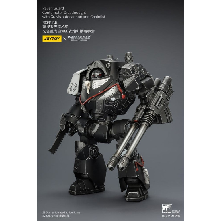 JoyToy Space Marines - Raven Guard - Contemptor Dreadnought con autocannone Gravis e Chainfist 1/18 - Warhammer 40k