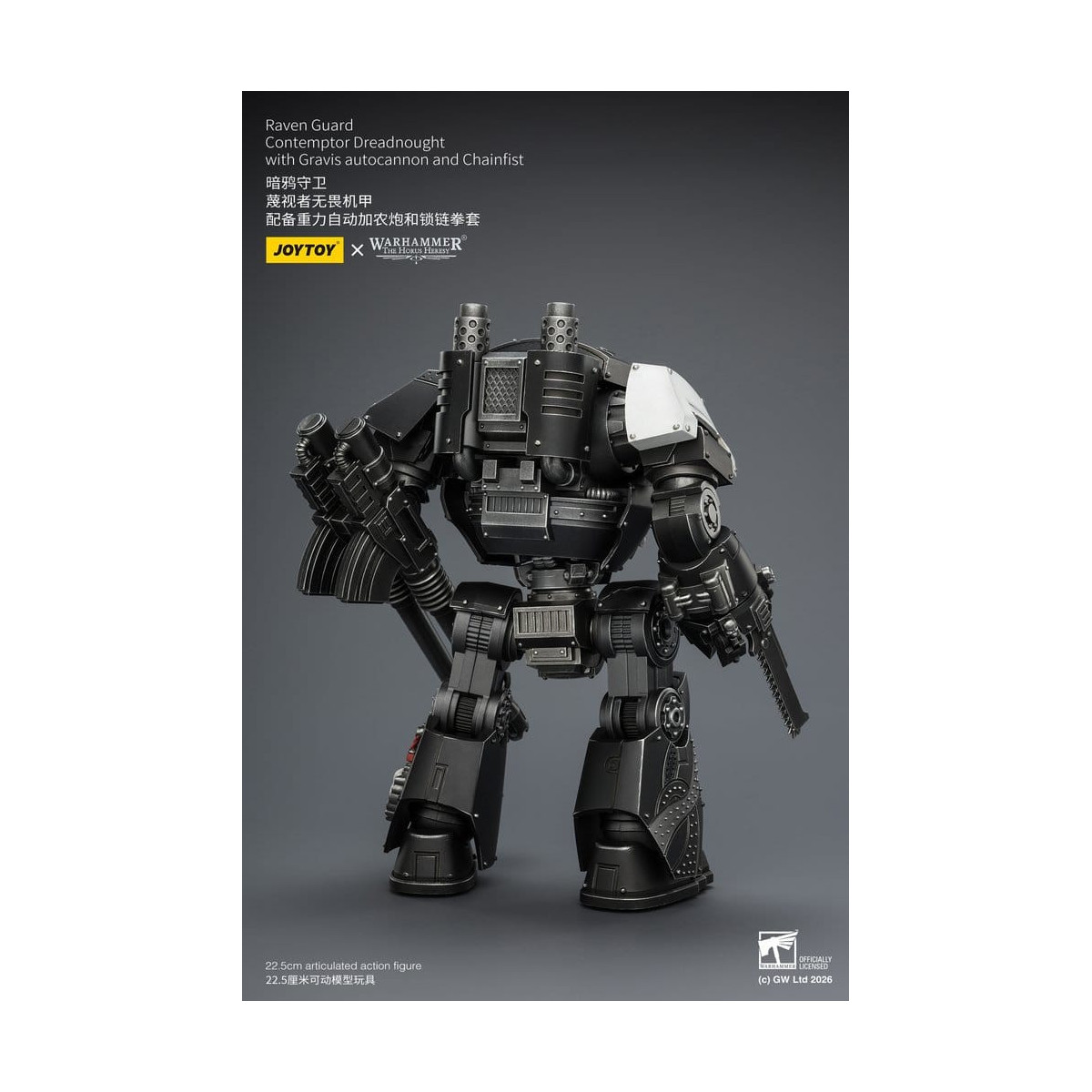 JoyToy Space Marines - Raven Guard - Contemptor Dreadnought con autocannone Gravis e Chainfist 1/18 - Warhammer 40k
