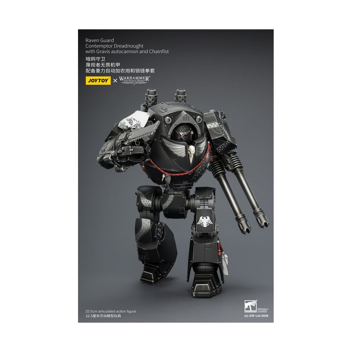 JoyToy Space Marines - Raven Guard - Contemptor Dreadnought con autocannone Gravis e Chainfist 1/18 - Warhammer 40k