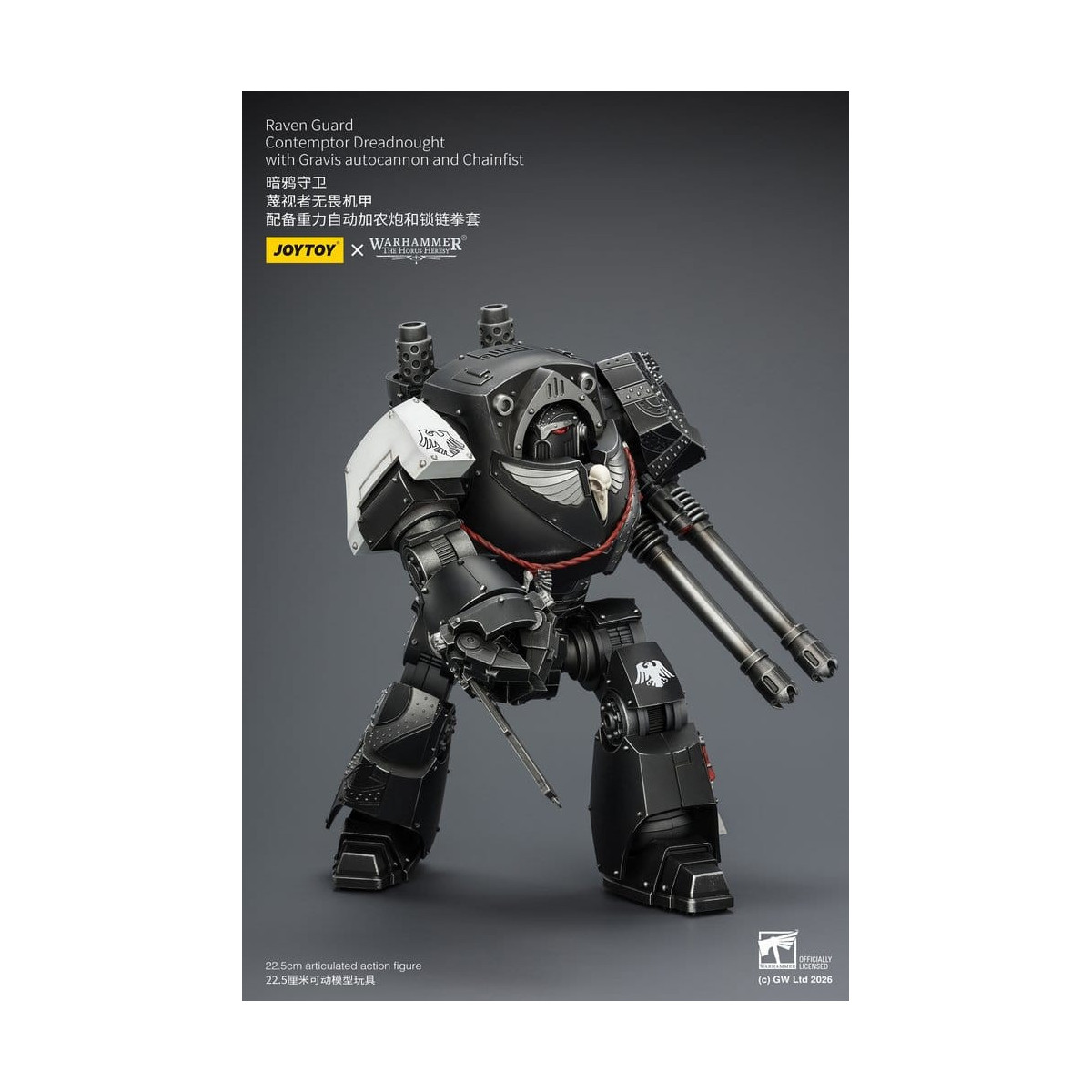 JoyToy Space Marines - Raven Guard - Contemptor Dreadnought con autocannone Gravis e Chainfist 1/18 - Warhammer 40k