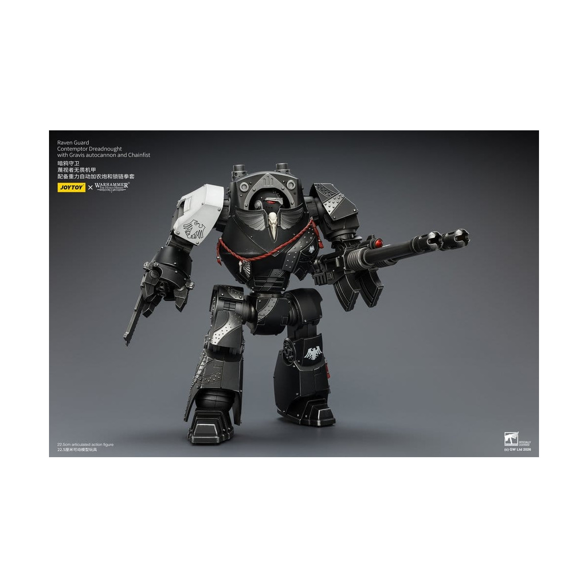 JoyToy Space Marines - Raven Guard - Contemptor Dreadnought con autocannone Gravis e Chainfist 1/18 - Warhammer 40k