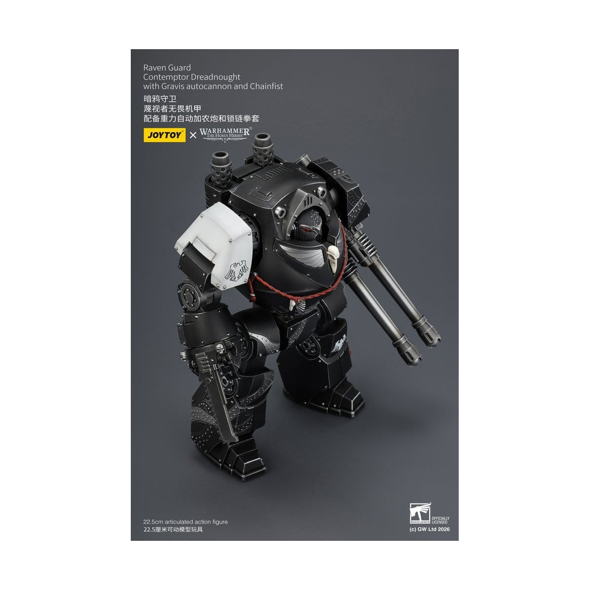 JoyToy Space Marines - Raven Guard - Contemptor Dreadnought con autocannone Gravis e Chainfist 1/18 - Warhammer 40k