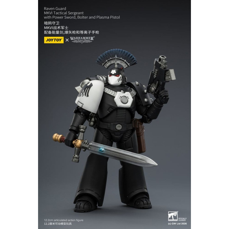 Joytoy - Warhammer - Sergente tattico Raven Guard MKVI con spada elettrica, bolter e pistola al plasma