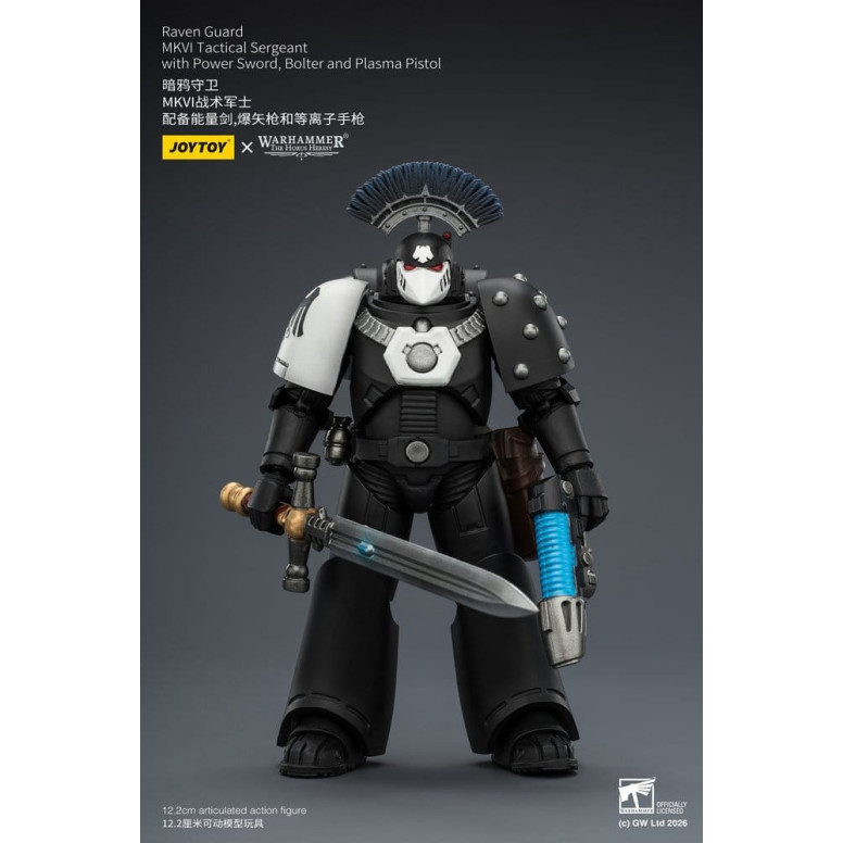 Joytoy - Warhammer - Sergente tattico Raven Guard MKVI con spada elettrica, bolter e pistola al plasma