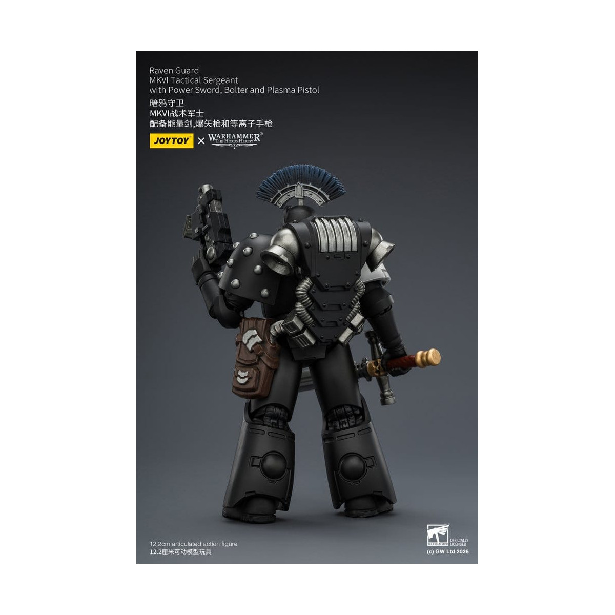 Joytoy - Warhammer - Sergente tattico Raven Guard MKVI con spada elettrica, bolter e pistola al plasma