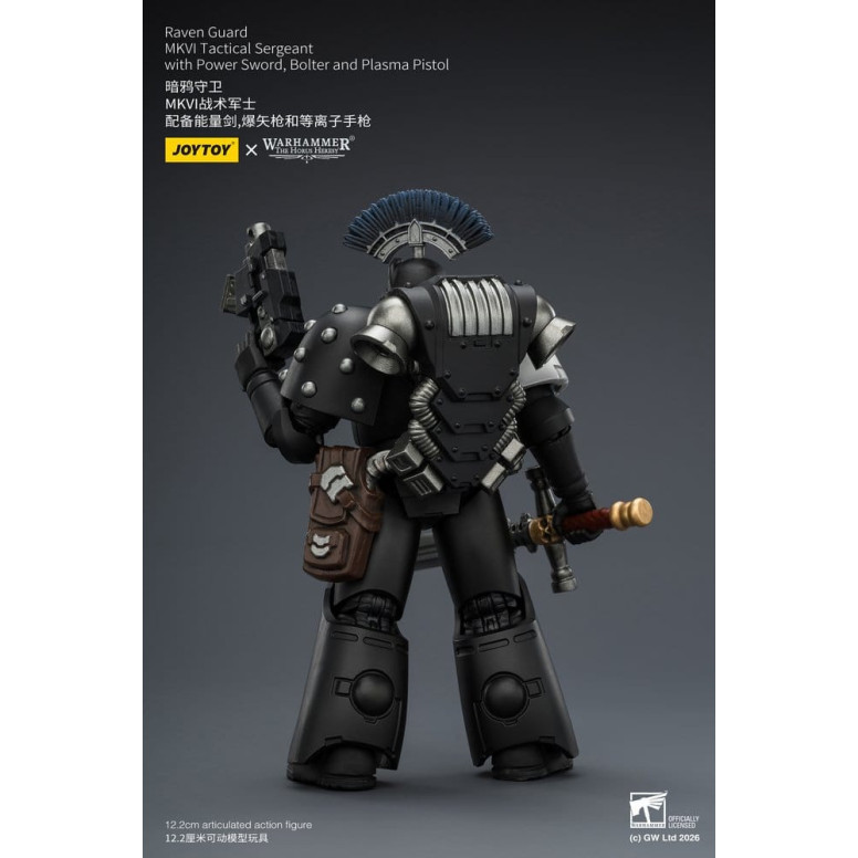 Joytoy - Warhammer - Sergente tattico Raven Guard MKVI con spada elettrica, bolter e pistola al plasma