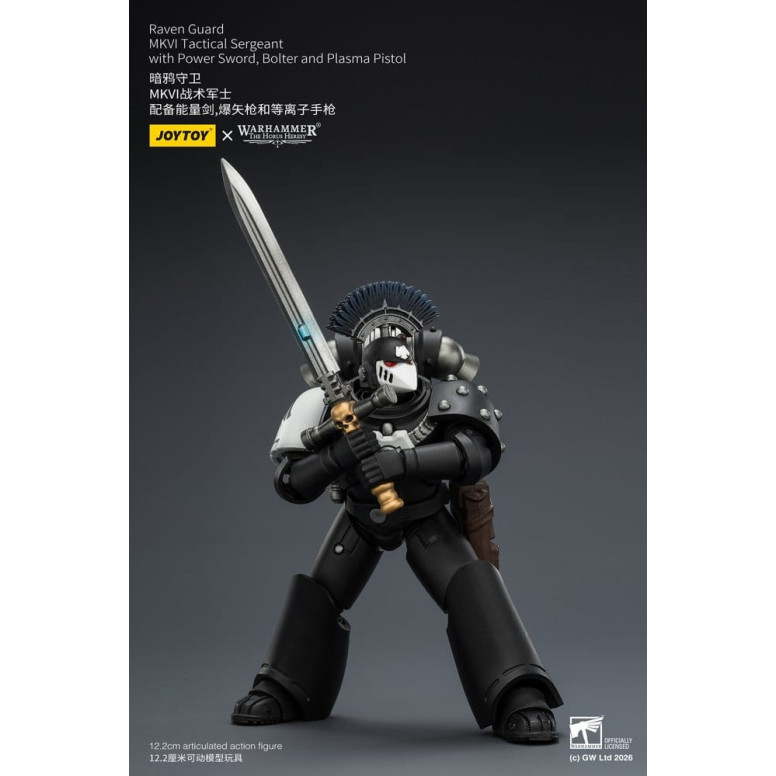 Joytoy - Warhammer - Sergente tattico Raven Guard MKVI con spada elettrica, bolter e pistola al plasma