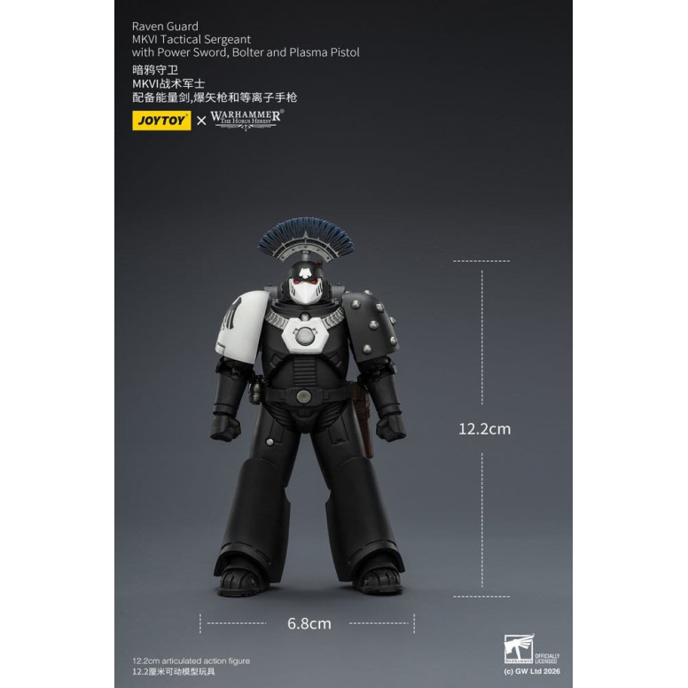 Joytoy - Warhammer - Sergente tattico Raven Guard MKVI con spada elettrica, bolter e pistola al plasma