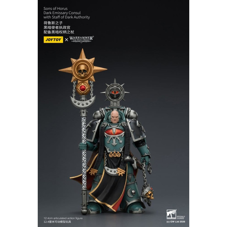 JoyToy Space Marines - Sons of Horus - Console emissario oscuro con bastone dell'autorità oscura 1/18 - L'eresia di Horus