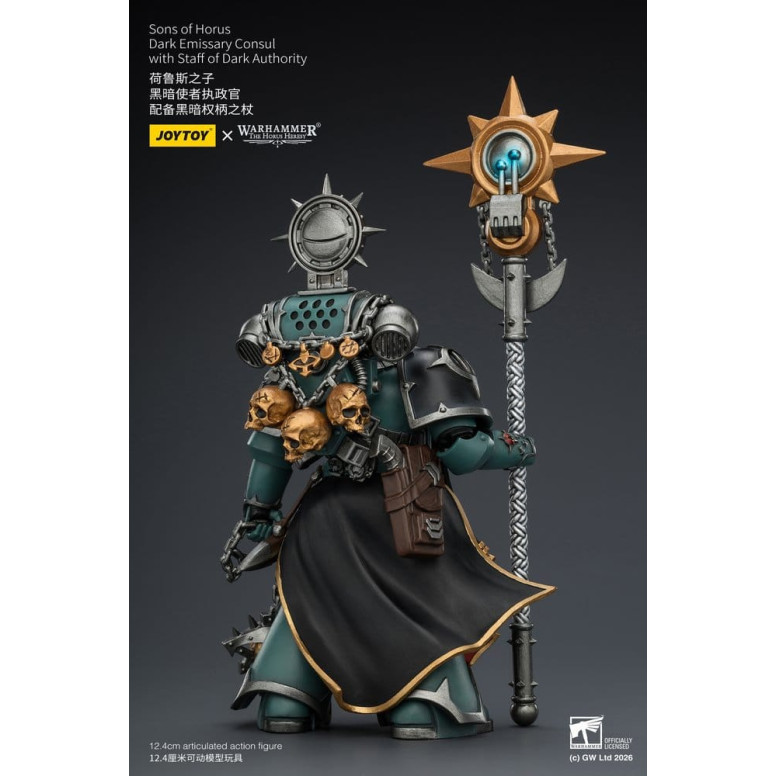 JoyToy Space Marines - Sons of Horus - Console emissario oscuro con bastone dell'autorità oscura 1/18 - L'eresia di Horus