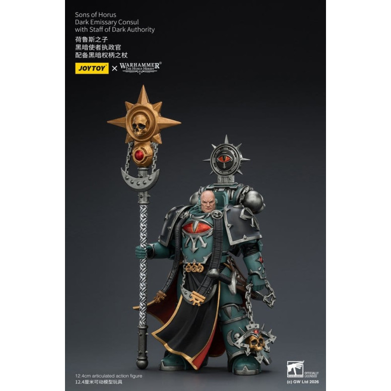JoyToy Space Marines - Sons of Horus - Console emissario oscuro con bastone dell'autorità oscura 1/18 - L'eresia di Horus