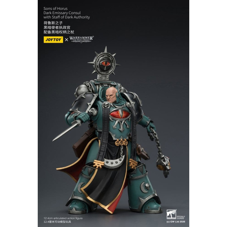 JoyToy Space Marines - Sons of Horus - Console emissario oscuro con bastone dell'autorità oscura 1/18 - L'eresia di Horus