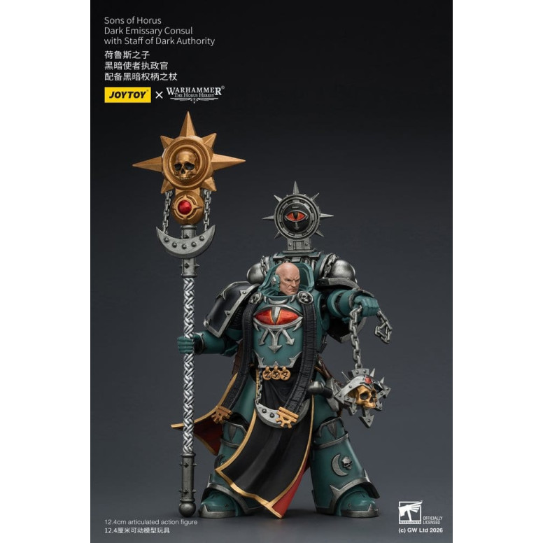 JoyToy Space Marines - Sons of Horus - Console emissario oscuro con bastone dell'autorità oscura 1/18 - L'eresia di Horus