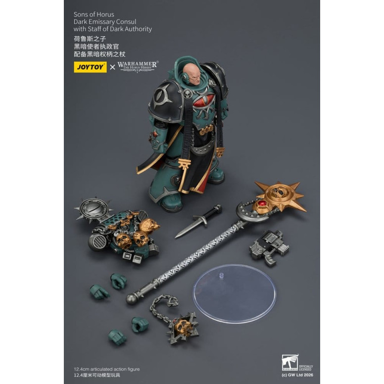 JoyToy Space Marines - Sons of Horus - Console emissario oscuro con bastone dell'autorità oscura 1/18 - L'eresia di Horus