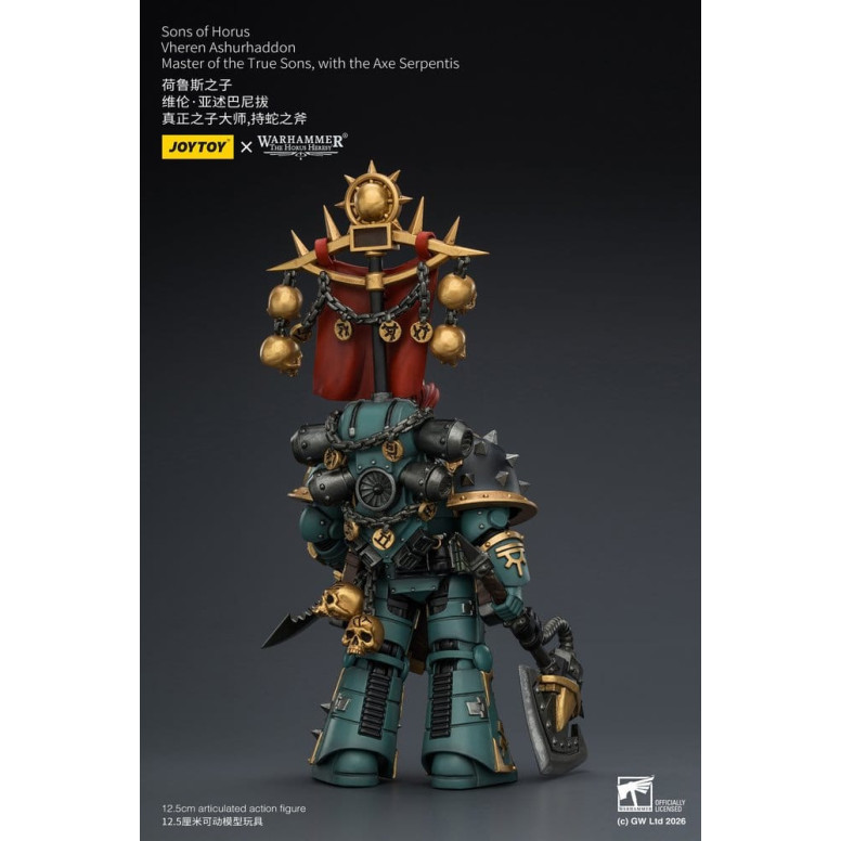 JoyToy Space Marines - Sons of Horus - Vheren Ashurhaddon Maestro dei Veri Figli con l'Ascia Serpentis 1/18 - L'Eresia di Horus