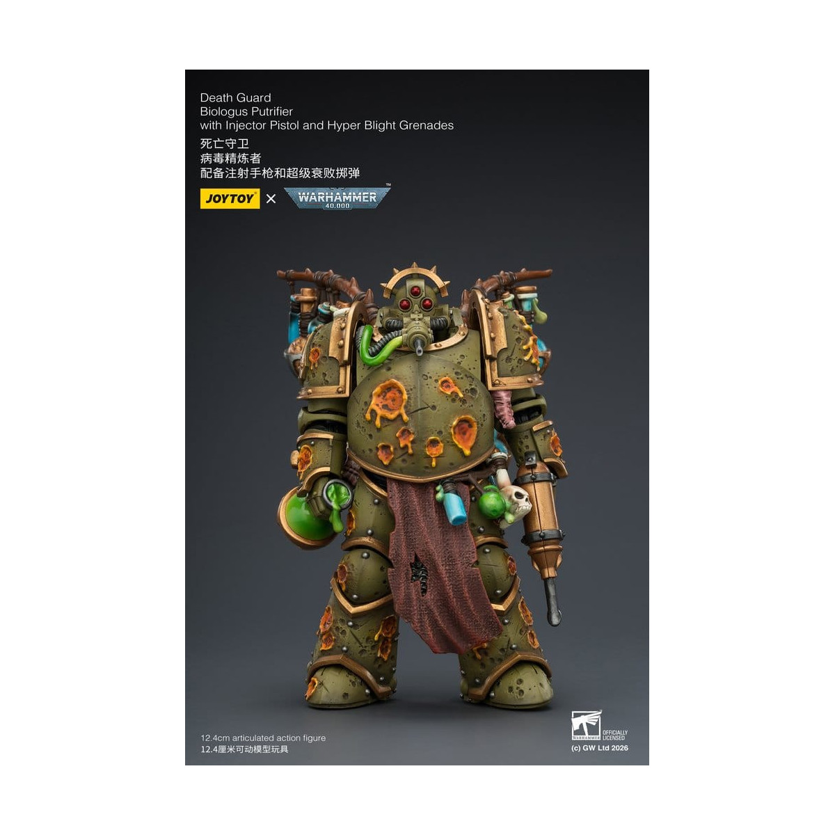 Joytoy - Guardia della Morte - Biologus Putrifier con pistola a iniezione e granate Hyper Blight 1/18 - Warhammer 40k