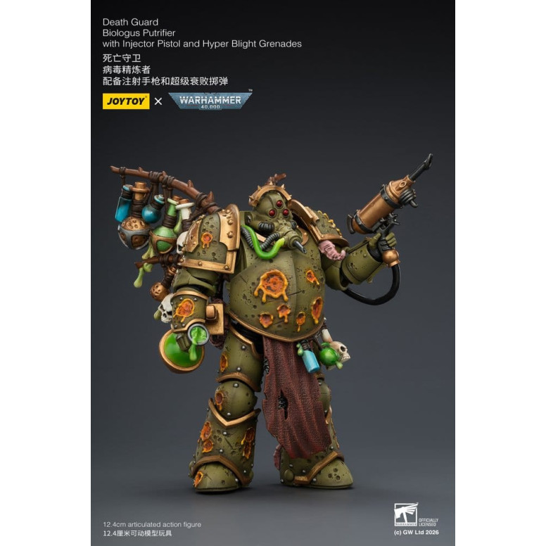 Joytoy - Guardia della Morte - Biologus Putrifier con pistola a iniezione e granate Hyper Blight 1/18 - Warhammer 40k