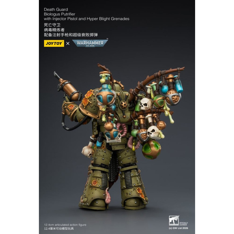 Joytoy - Guardia della Morte - Biologus Putrifier con pistola a iniezione e granate Hyper Blight 1/18 - Warhammer 40k