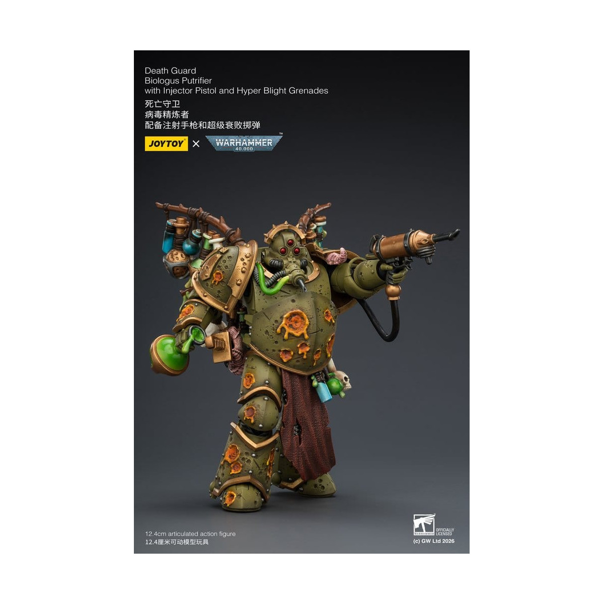 Joytoy - Guardia della Morte - Biologus Putrifier con pistola a iniezione e granate Hyper Blight 1/18 - Warhammer 40k