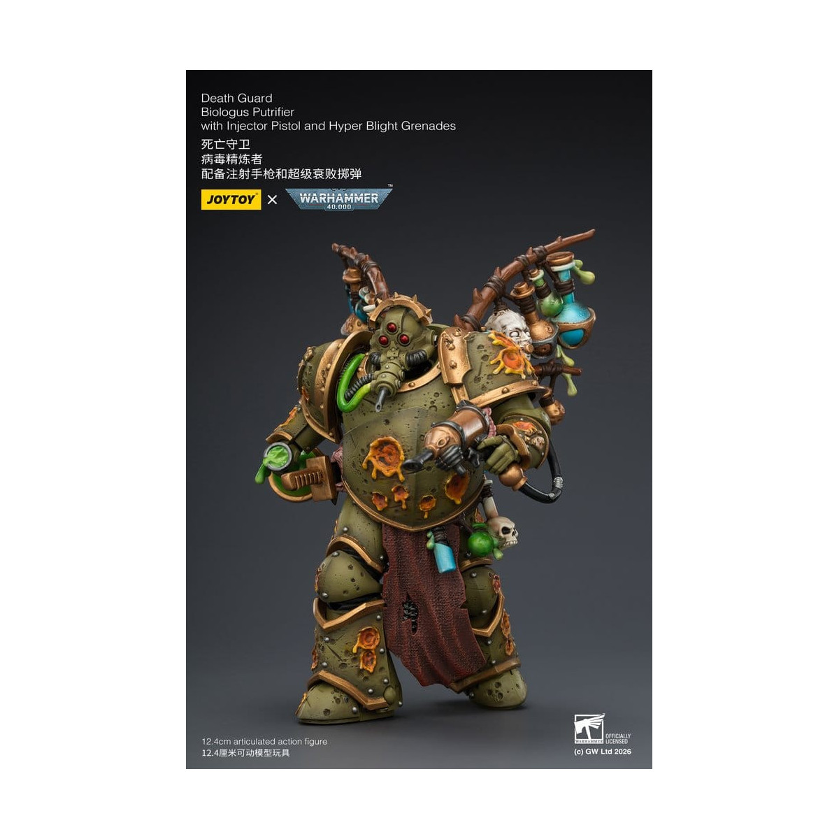 Joytoy - Guardia della Morte - Biologus Putrifier con pistola a iniezione e granate Hyper Blight 1/18 - Warhammer 40k