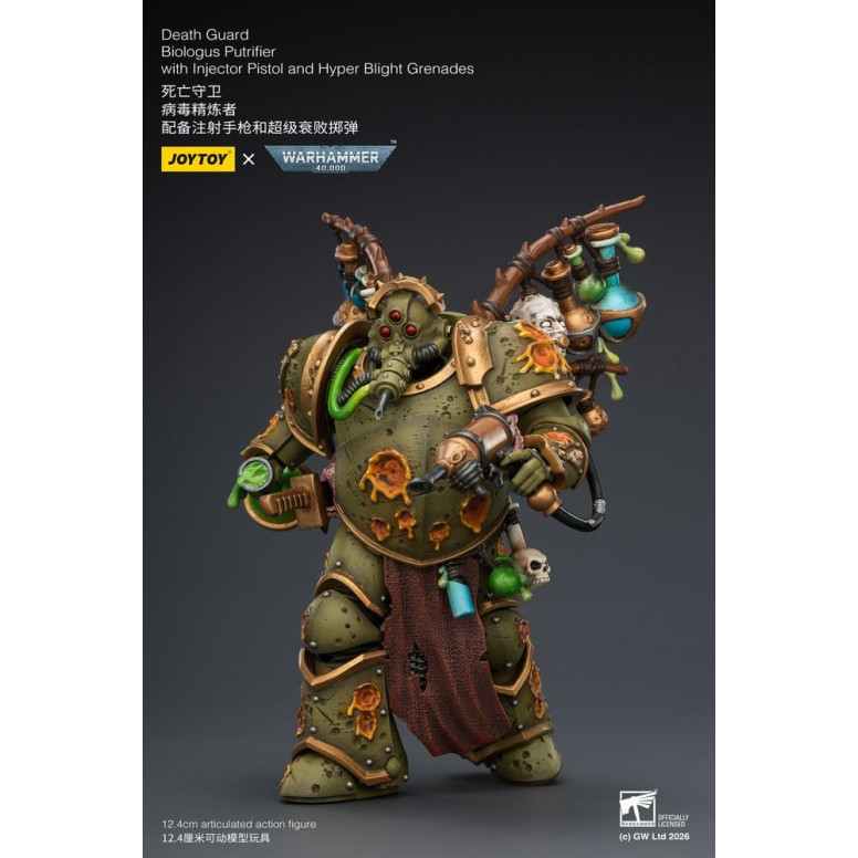 Joytoy - Guardia della Morte - Biologus Putrifier con pistola a iniezione e granate Hyper Blight 1/18 - Warhammer 40k