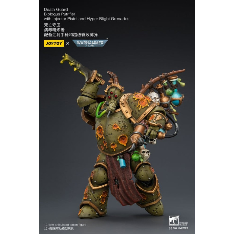 Joytoy - Guardia della Morte - Biologus Putrifier con pistola a iniezione e granate Hyper Blight 1/18 - Warhammer 40k