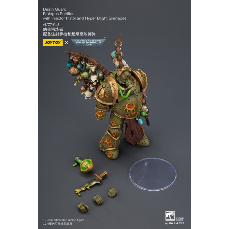 Joytoy - Guardia della Morte - Biologus Putrifier con pistola a iniezione e granate Hyper Blight 1/18 - Warhammer 40k