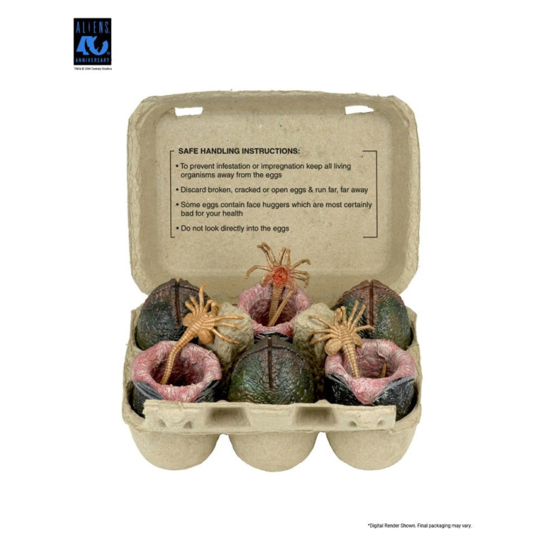 Neca Aliens - Cartone di uova aliene (40° anniversario) - Confezione da 6 accessori