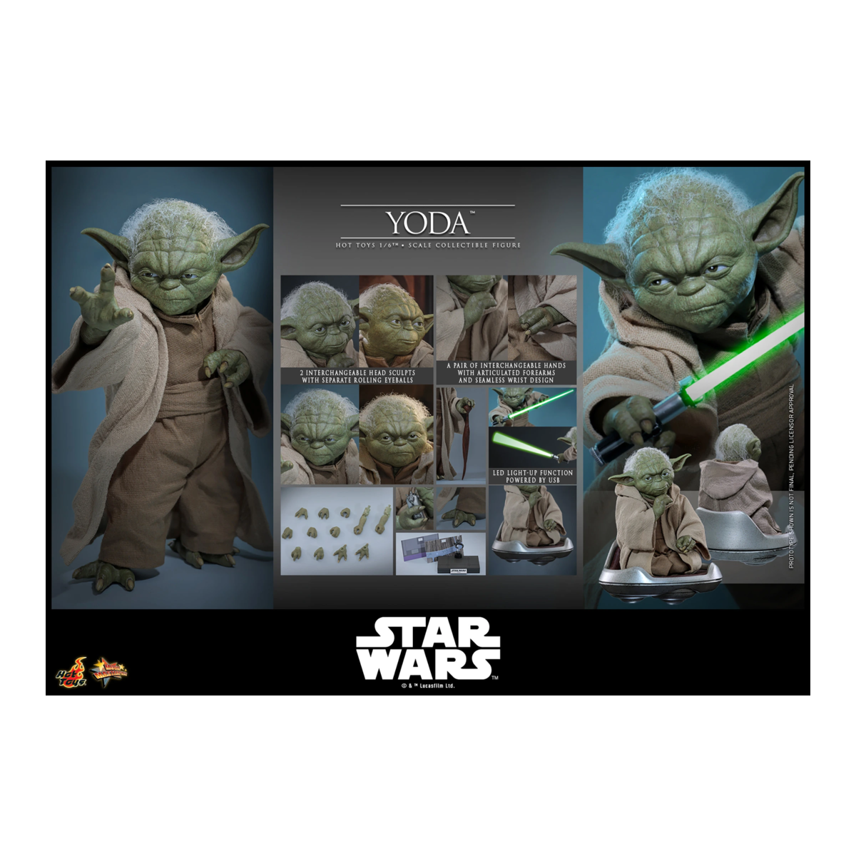 Hot Toys Star Wars - YODA 1/6 MMS878 - Episodio III: la vendetta dei Sith