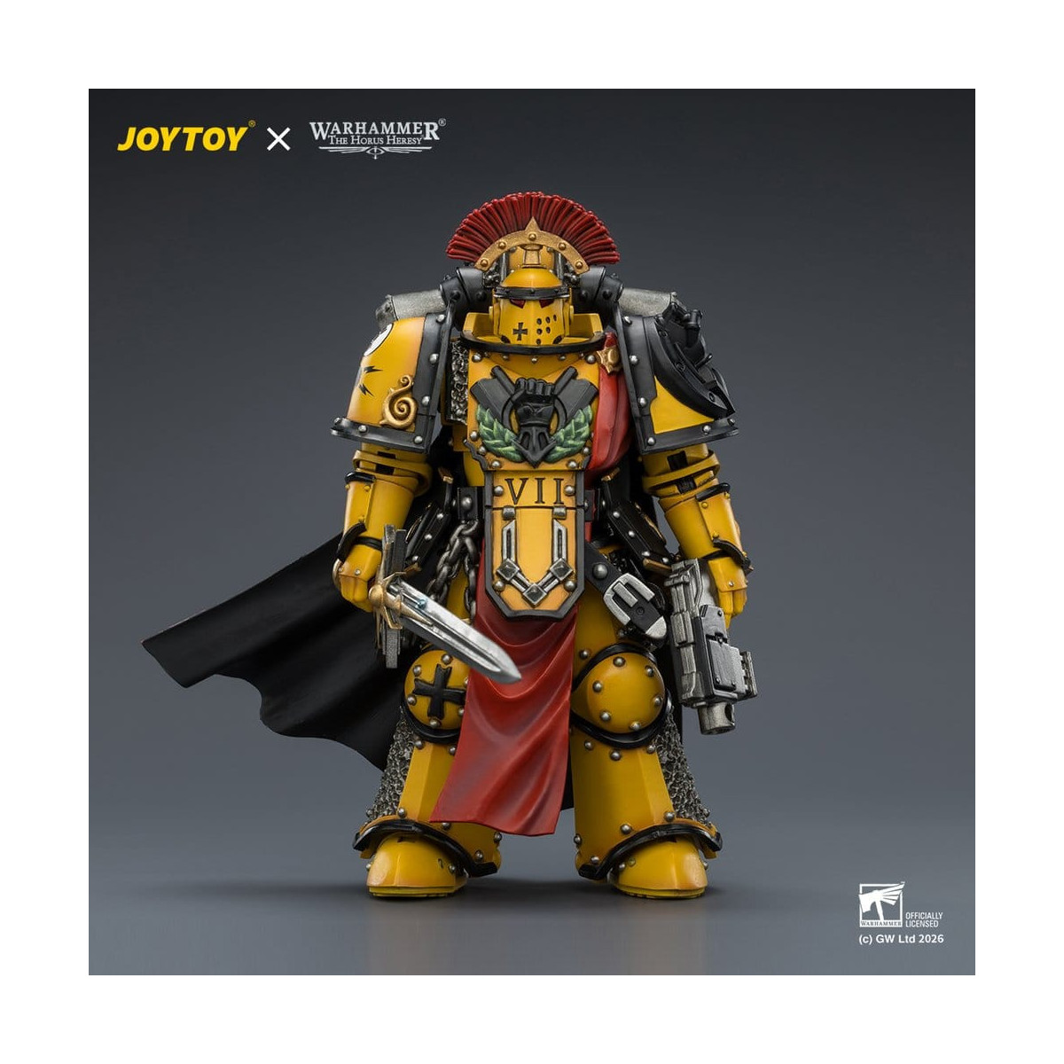 Joytoy - Warhammer - Imperial Fists - Pretore della Legione in armatura Mk III con spada elettrica e pistola a proiettile - L'Er