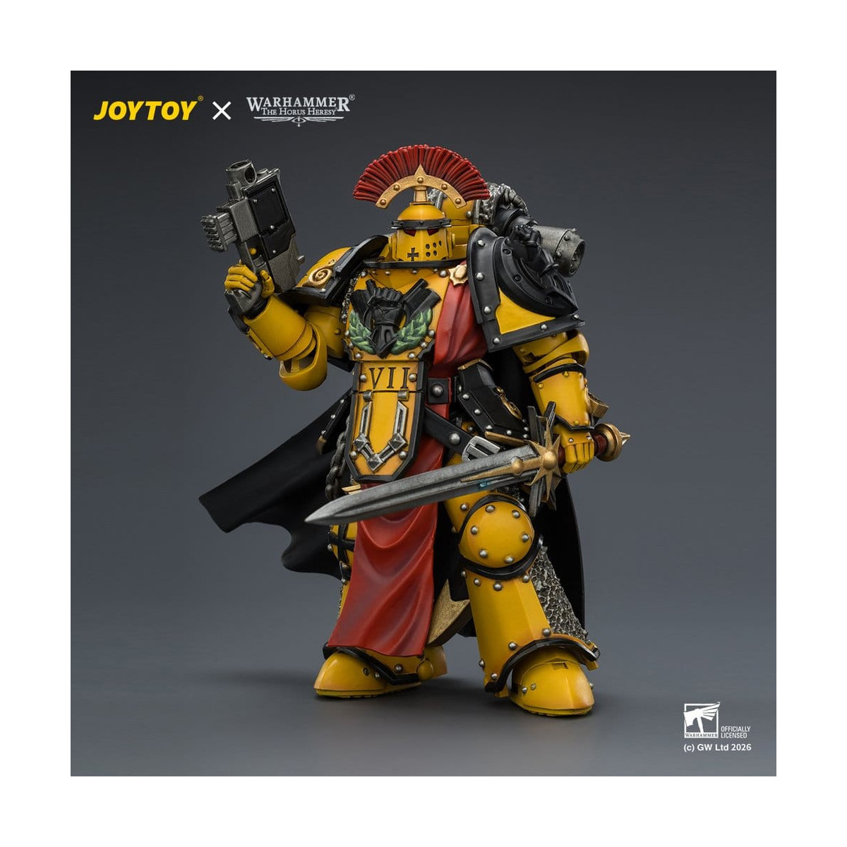 Joytoy - Warhammer - Imperial Fists - Pretore della Legione in armatura Mk III con spada elettrica e pistola a proiettile - L'Er