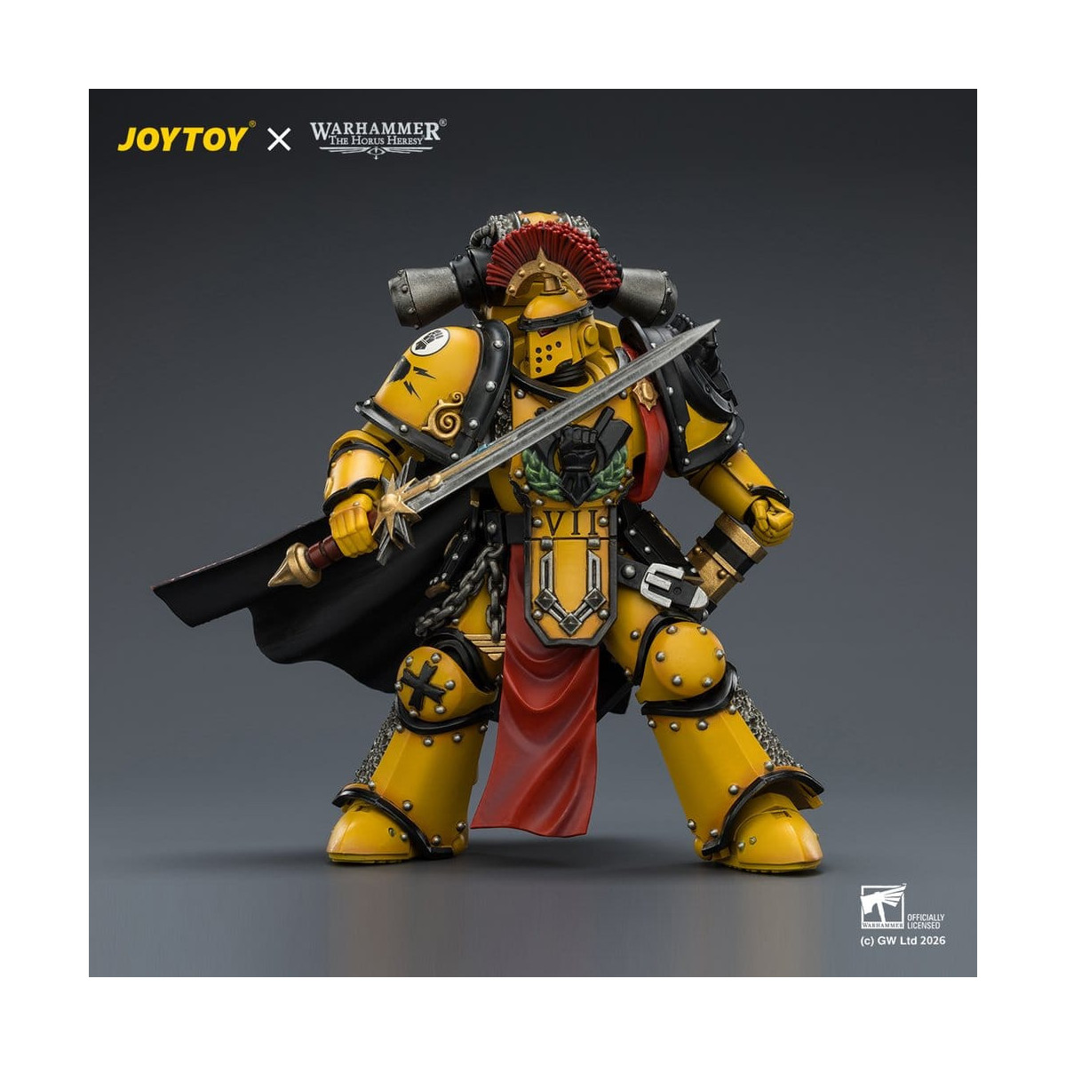 Joytoy - Warhammer - Imperial Fists - Pretore della Legione in armatura Mk III con spada elettrica e pistola a proiettile - L'Er