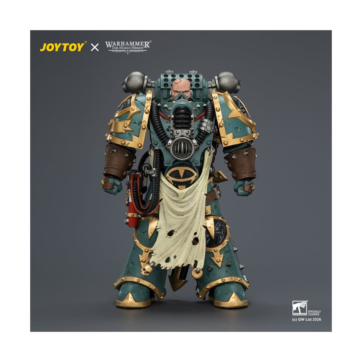 JoyToy - Sons of Horus - Maloghurst the Twisted, l'Equerry del Warmaster con Legion Standard e Banestrike Bolter 1/18