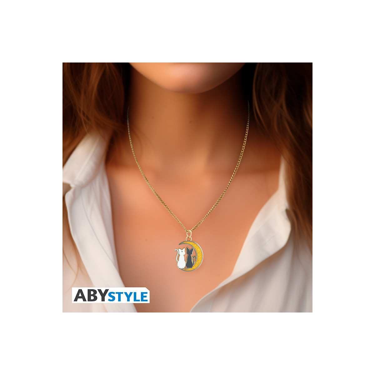 ABYstyle - Sailor Moon Collana con ciondolo “Gatti sulla luna” - Luna & Artemis