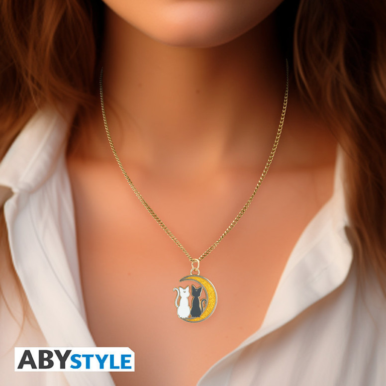 ABYstyle - Sailor Moon Collana con ciondolo “Gatti sulla luna” - Luna & Artemis