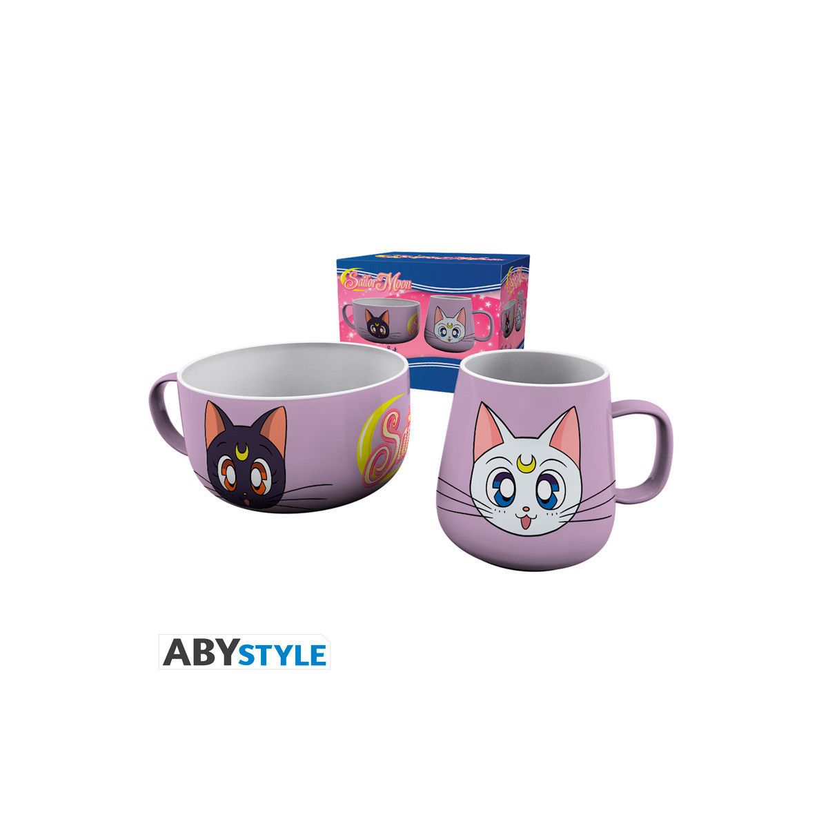 ABYstyle - Set per la colazione " Sailor Moon " con tazza e ciotola Luna & Artemis