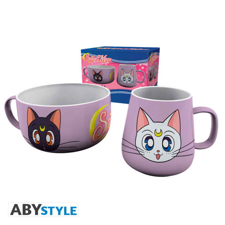ABYstyle - Set per la colazione " Sailor Moon " con tazza e ciotola Luna & Artemis