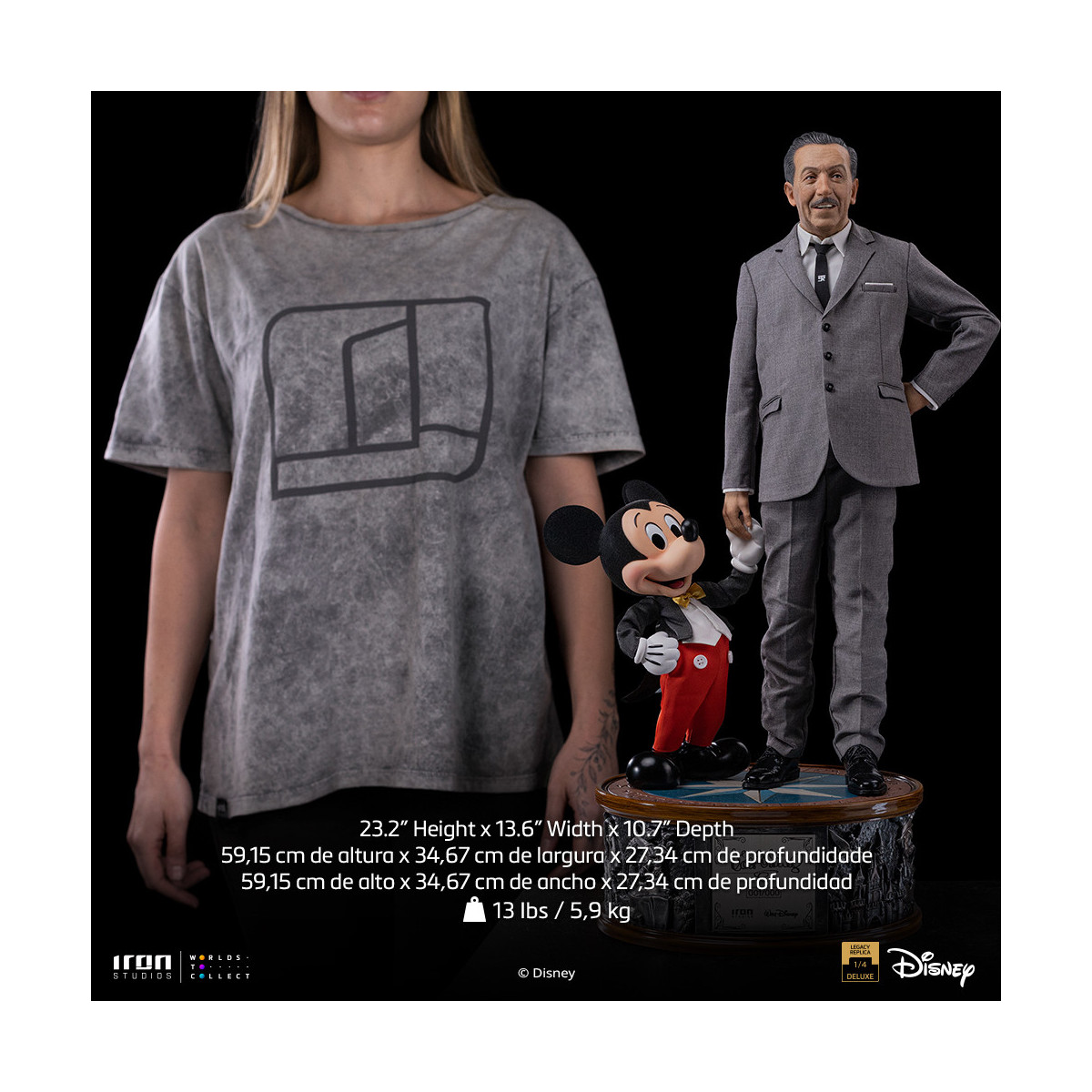 Iron Studios Disney Classics - Walt Disney & Topolino Mouse Legacy Replica 1/4