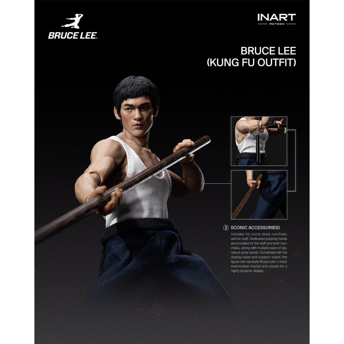 INART - Bruce Lee (Abito da Kung Fu) Action Figure in scala 1/12
