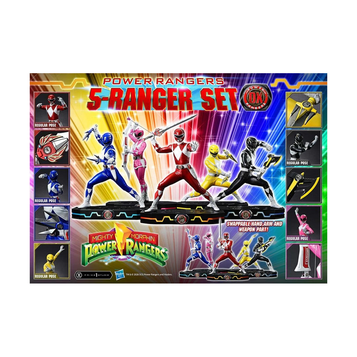 Prime 1 Studio - Mighty Morphin Power Rangers: Set Premium Masterline di 5 statuine in scala 1/4, versione Deluxe