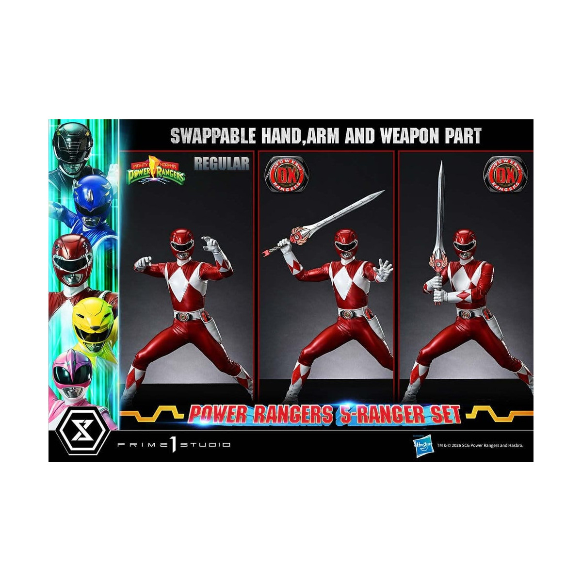 Prime 1 Studio - Mighty Morphin Power Rangers: Set Premium Masterline di 5 statuine in scala 1/4, versione Deluxe