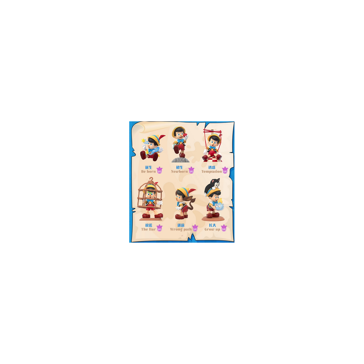 Toy Pop - Disney Pinocchio Growth Diary - set di 6 figurine in blind box
