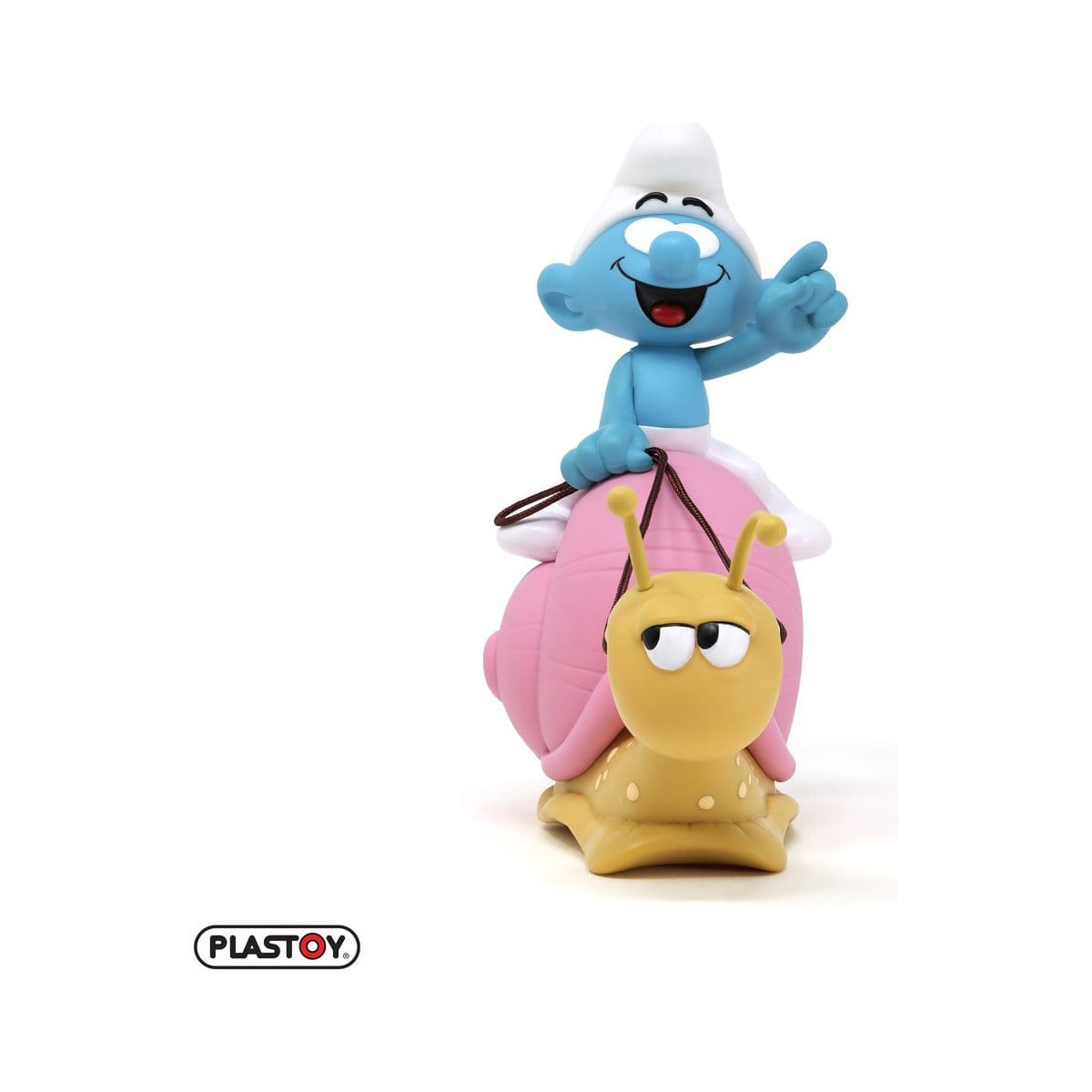 Plastoy - I Puffi - Salvadanaio a forma di Puffo con lo zaino a forma di lumaca