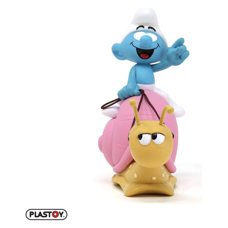 Plastoy - I Puffi - Salvadanaio a forma di Puffo con lo zaino a forma di lumaca