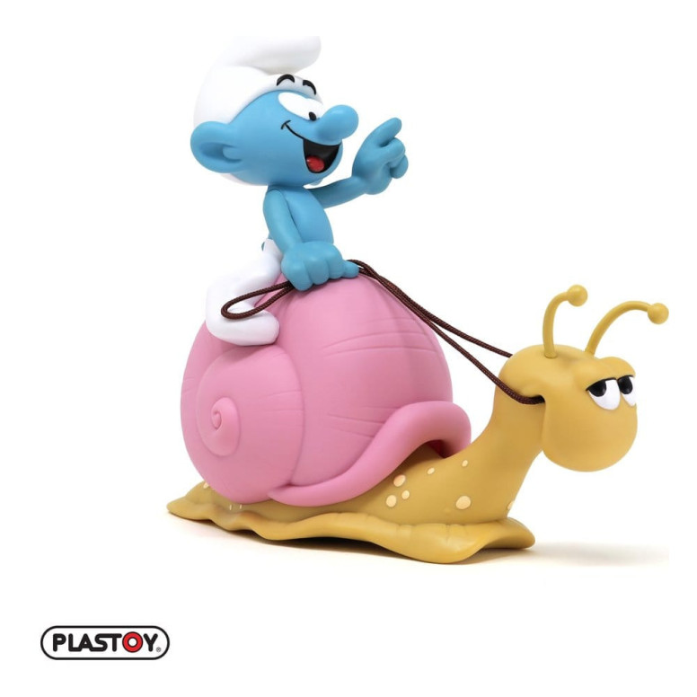 Plastoy - I Puffi - Salvadanaio a forma di Puffo con lo zaino a forma di lumaca