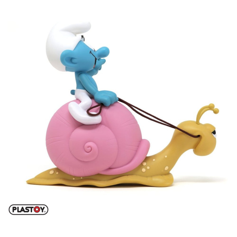 Plastoy - I Puffi - Salvadanaio a forma di Puffo con lo zaino a forma di lumaca