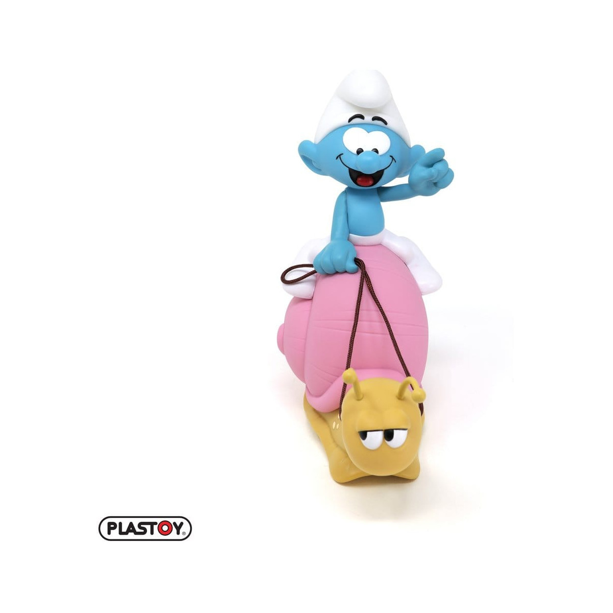 Plastoy - I Puffi - Salvadanaio a forma di Puffo con lo zaino a forma di lumaca