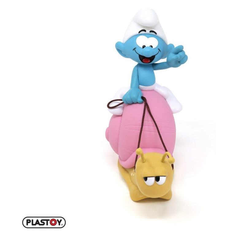 Plastoy - I Puffi - Salvadanaio a forma di Puffo con lo zaino a forma di lumaca