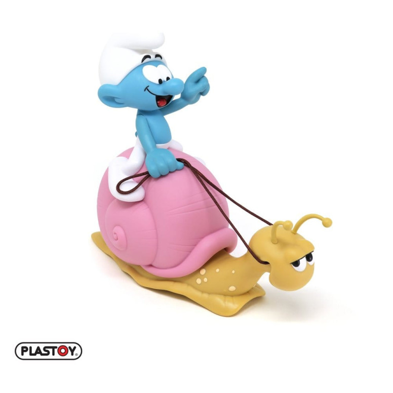 Plastoy - I Puffi - Salvadanaio a forma di Puffo con lo zaino a forma di lumaca
