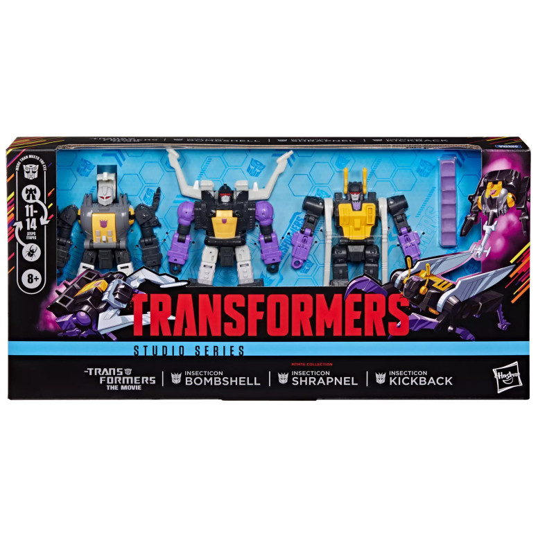 Hasbro - Transformers The Movie - Collezione Insecticon Bombshell, Insecticon Shrapnel e Insecticon Kickback - Collezione MTMTE